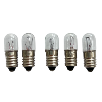Bombilla Indicadora Miniatura T10X28 E10 con Base Espiral, 6.3V 0.15A, 24V 0.11A, Bombilla Indicadora de Señal Marina
