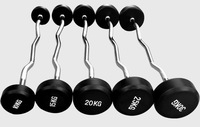 15kg 20kg Haltérophilie enduite de caoutchouc Haltères à boucle droite Haltères fixes Tête ronde de levage de puissance Gym Fitness Haltère