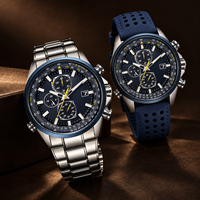 Montre chronographe à quartz haut de gamme pour homme, boîtier en alliage 43 mm, bracelet en acier inoxydable, cadran à aiguilles, style professionnel, résistance à l'eau 10 m