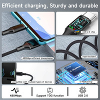 Cable de Datos de Nailon de Carga Rápida Tipo C de 2.4A, 1M 2M 3M, para iPhone y Samsung, Cable de Carga Rápida USB a Tipo-C, Venta al Por Mayor