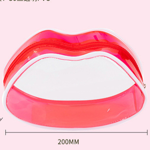 For 604hc Manufacturer's Direct Fashion <b>Transparent</b> Waterproof PVC Cosmetic <b>Bag</b> Red Lip Wash <b>Bag</b> Zipper Closure - Product Image 4