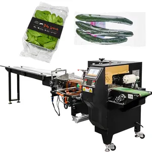 Stokta salatalık paketleme makinesi kereviz ispanak paketleme makinesi için otomatik sebze yatay paketleme makinesi