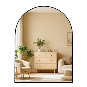 Black Metal Framed <b>Arched</b> Mirror 30x36 Inch Wall Mount Bathroom <b>Decor</b> - Product Image 2
