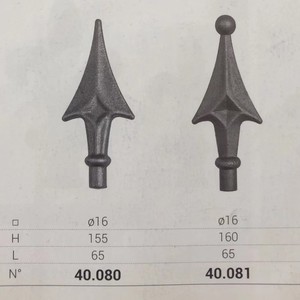 Wrought Iron Spearhead Security Fence Anti-climb Guardrail Parts Cast Iron Accessories Decorative <strong>Meta</strong> Finials Dark Grey Sand - Product Image 6