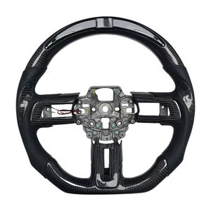 Nouveaux produits phares : Volant en cuir perforé en fibre de carbone avec LED pour Ford Mustang - Product Image 1