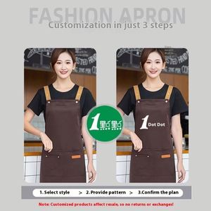 Tablier publicitaire personnalisé pour femmes, nouveau, imperméable et anti-taches, pour la cuisine et la restauration, vêtements de travail unis pour l'industrie alimentaire - Product Image 3