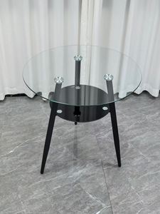 Mesa de Negociación Moderna para Oficina, Superficie de Vidrio Templado, Diseño de Almacenamiento de un Solo Nivel, Patas de Acero Inoxidable, Mostrador de Recepción - Product Image 1