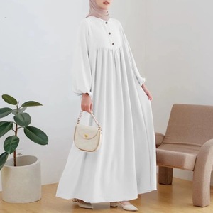 R-494 Elegantes Vestidos de Oración Islámicos de Manga Larga, Cuello Redondo, Color Sólido, Maxi Vestidos de Ramadán ODM, Caftanes para Mujer, Abaya Musulmana, Vestidos Modestos - Product Image 2