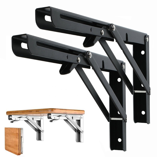 Shelves Bracket Folding Triangle Adjustable Stainless Steel L Shape Wall Mounting Shelf Bracket Metal Table Shelf Brackets