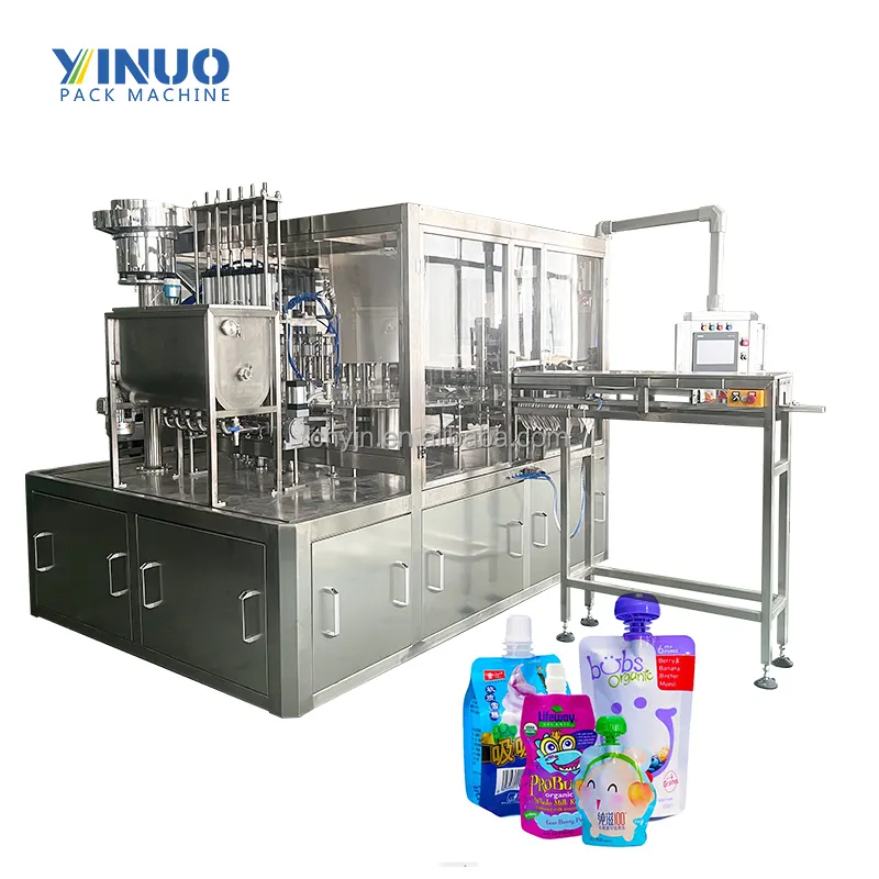 Multi-Function Packaging Doypack Spout Pouch Liquid Sauce Juice Milk Puree Filling And Sealing Capping Machinery Machine