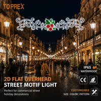 Motifs lumineux et vifs à grande échelle pour l'intégration dans les façades de bâtiments et les traversées de rues commerciales, créant une ambiance de Noël en zone de vente au détail.