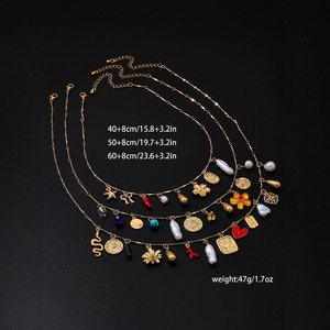 Set <span class=keywords><strong>di</strong></span> 3 Collane Boho Buddiste Multistrato con Ciondoli a Cuore/<span class=keywords><strong>Pesce</strong></span>/Girasole, Catene Estive da Donna in Lega <span class=keywords><strong>di</strong></span> Zinco - Product Image 5