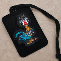 Chapeau en feutre fait main écologique prêt à être expédié, motif dessin animé coq et canard, avec patchs brodés et badge personnalisé pour sacs à dos de sport