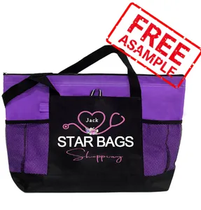 Accept Alibaba Order Trade Assurance Free Sample Purple Extra Large commuting Nurse Gift Nursing Tote Bag with Zippere Closure