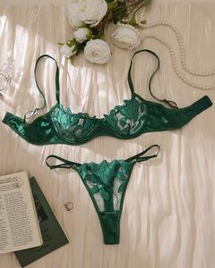 Ensemble de lingerie sexy en dentelle à fleurs brodées de style français, vêtements érotiques, lingerie sexy de haute qualité, soutien-gorge classique sexy en deux pièces pour femmes - Product Image 5