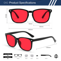 Gafas de Moda con Montura Roja y Lentes Premium para Dormir, con Remaches y Protección Anti Luz Azul