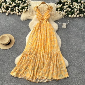 Urban 3D flor cuello en V estampado largo mujer vestido 2025 verano Sexy sin mangas espalda descubierta vestido femenino con cordones señora vestidos de noche - Product Image 2