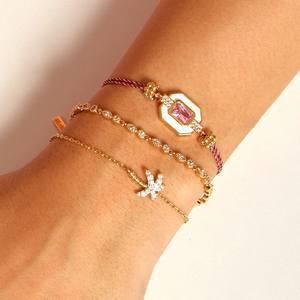 Bracelet en cuivre et zircon, style européen américain, motif trèfle, style bohème, pour femmes - Product Image 2