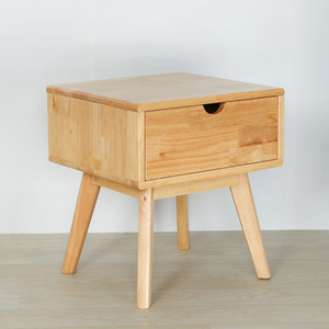 Nordic Style Solid Wood Nightstand With <b>Drawer</b> Storage For Bedroom - Product Image 2