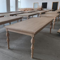 Table rectangulaire en bois massif pour huit personnes, designs classiques, vente en gros, pour location d'événements