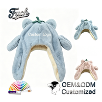 Chapeau d'animal en peluche personnalisé avec logo, doublure polaire chaude, oreilles mobiles, drôle, pour cosplay, fête, hiver, vente en gros