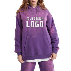 Sweat-shirt ample pour homme, style vintage, délavé, dégradé de couleurs, logo personnalisé, épaules tombantes, lourd, surdimensionné - Product Image 5