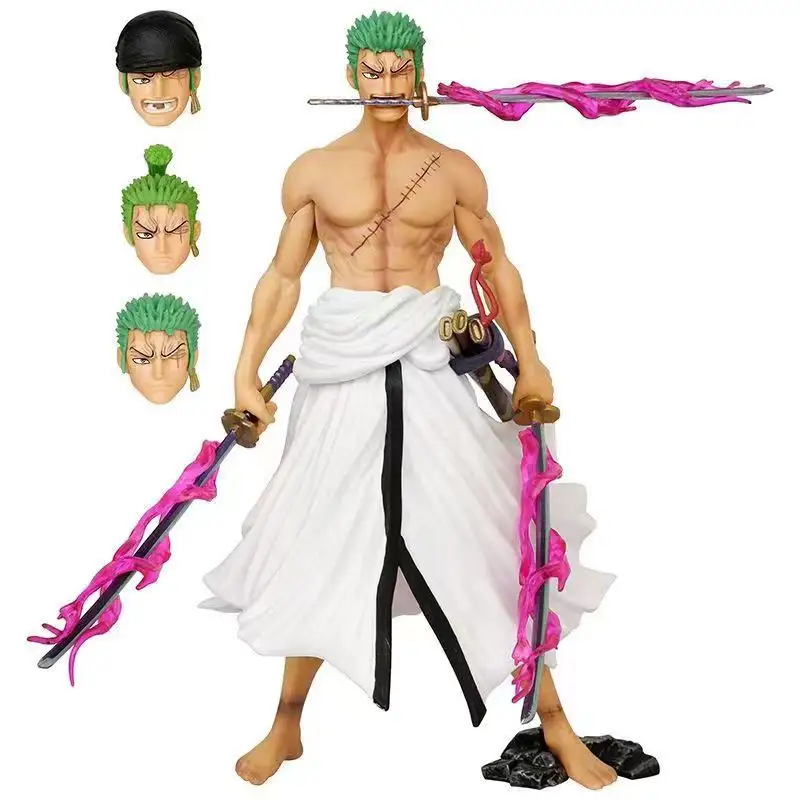 24Cm Anime Hình Roronoa Zoro Ma Trở Lại 1 Mảnh Manga Bức Tượng PVC Tượng 4 Đầu Thay Đổi Búp Bê Sưu Tập Quà Tặng