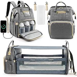 Échantillon gratuit, vente en gros, logo personnalisé, sac à langer pour bébé en cuir vegan rose durable, sac à langer élégant pour maman, sac à dos - Product Image 3