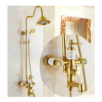 Pommeau de douche carré de style moderne en cuivre doré pour salle de bain