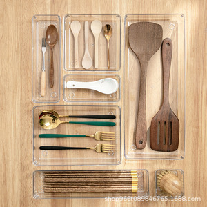 Japanese Style <b>Drawer</b> Organizer Transparent Plastic Compartments Kitchen <b>Storage</b> Rectangular Eco Friendly Home Organization - Product Image 1