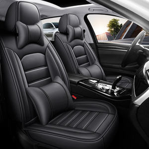 YLC <span class=keywords><strong>Coprisedili</strong></span> Auto Universali Economici in Pelle Nappa Impermeabile, Set Completo Nero e Rosso - Product Image 4