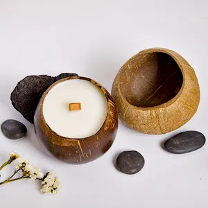 Stoples lilin mewah gaya baru Label pribadi 280g Volume lilin kosong cangkang kelapa mangkuk untuk lilin aromaterapi