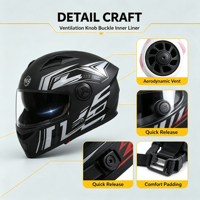 Casque de moto avec casque Bluetooth intégré, casque intégral, coque en ABS, prêt pour l'intercom