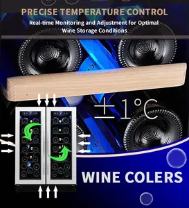 אזור כפול מובנה יין מרתף קטן קבוע טמפרטורת כפול דלת משקאות יין Cooler באר חבית ZS-B120
