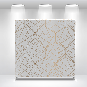 Fondo de Tela Tensada para Fotomatón, Diseño Ondulado Blanco y Dorado con Diamantes, para Bodas, Baby Showers, Fiestas de Cumpleaños - Product Image 1