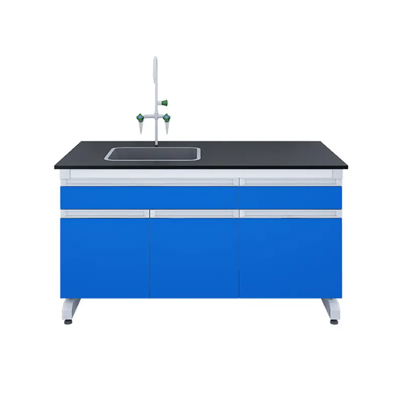 Conjunto de móveis de laboratório modernos com mesa de experimento em madeira de aço, armário de laboratório químico ideal para laboratórios escolares de ciências