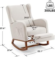 Fauteuil à Bascule en Bois d'Hévéa, Dossier Haut, avec Poche Latérale, Idéal pour Allaitement et Repos, et Repose-Pieds