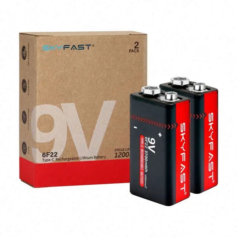 SKYFAST 1pcs9V充電式バッテリータイプc6f229vリチウム電池1200mah USBリチウム電池9vタイプ-c充電