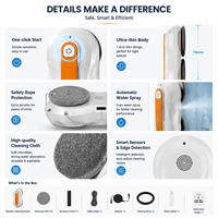 Nettoyeur de Vitres Automatique Intelligent avec Navigation Bionique IA, Brosses Latérales, Nettoyage des Coins Sans Bordure, Un Clic, Pour Hôtels et Foyers