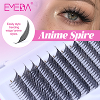 EMEDA En gros Extensions de cils préfabriquées 0.07 Manga Anime Spire Lash Trays, Marque privée, Base fine, Effet 3D, Style Comic Wispy