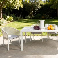 Ensemble de table et chaises de salle à manger en aluminium blanc, table d'extérieur pour restaurant, meubles de jardin