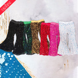 Vendita a caldo <span class=keywords><strong>pantaloni</strong></span> a zampa di zecchino per bambini multicolori con <span class=keywords><strong>paillettes</strong></span> per <span class=keywords><strong>bambina</strong></span> autunnale <span class=keywords><strong>pantaloni</strong></span> scintillanti a zampa - Product Image 1