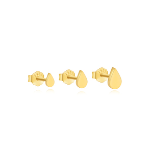 3 Juegos de Aretes de Oro con Diseño de Gota de Agua, Corazón y Geométricos, Tres Tamaños, para Uso Diario - Product Image 2
