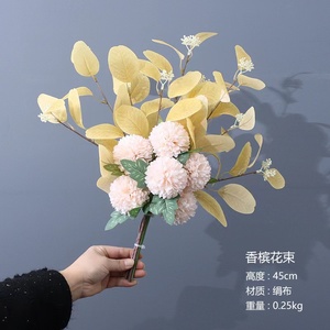 All'ingrosso decorazione per la casa eucalipto foglie di crisantemo fiori artificiali per la decorazione di nozze <span class=keywords><strong>Bouquet</strong></span> di fiori da sposa - Product Image 2