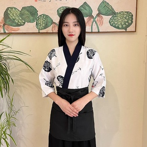 Vêtements de travail de restaurant japonais personnalisables avec logo, kimono unisexe pour <span class=keywords><strong>serveuse</strong></span> et <span class=keywords><strong>tenue</strong></span> de chef pour les bars à sushis et les restaurants - Product Image 3