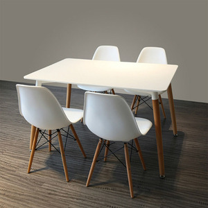<strong>White</strong> Modern Fashion MDF <strong>Dining</strong> Table Cover <strong>Set</strong> <strong>4</strong> Seater <strong>Chairs</strong> Home Furniture Stainless Steel Legs - Product Image 1