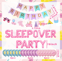 Kit de décoration pour fête pyjama pour femmes et filles : bannière suspendue, ballons en latex imprimés, guirlande arche et ballons lettres en aluminium « SLEEP OVER PARTY »