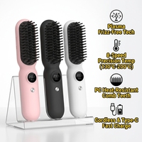 Sikat Pelurus Rambut Tanpa Kabel Black Tech dengan 8 Pengaturan Suhu, Alat Penata Rambut Berpemanas Plasma untuk Rumah, Perjalanan, dan Hadiah