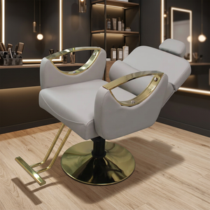 Sillón de Barbería Hidráulico Negro Dorado, Silla Reclinable para Corte y Estilismo de Cabello, Giratoria 360 Grados, Altura Ajustable - Product Image 6