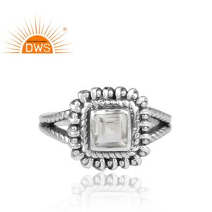 Glorious Vintage Style Handmade Silver 925 adjustable Ring Crystal Quartz Gemstone Ring Jewelry Supplier - Product Image 2